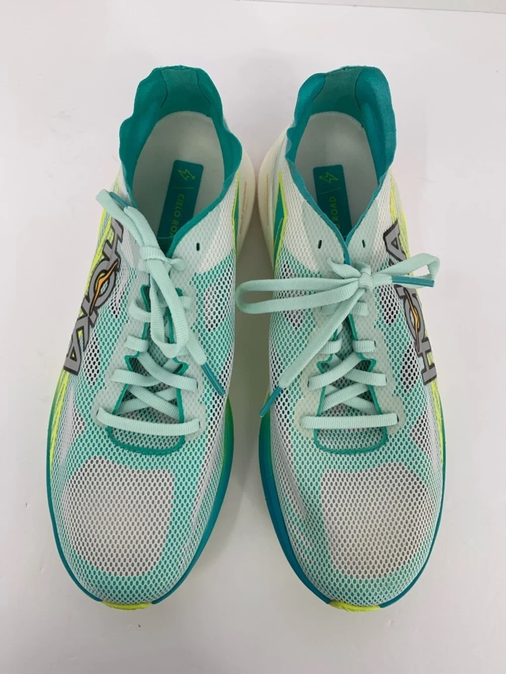 Hoka One One Cielo road running sneakers shoe white blue yellow women 9